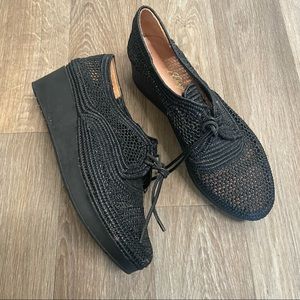 Robert Clergerie Vicole Raffia Wedge Oxfords